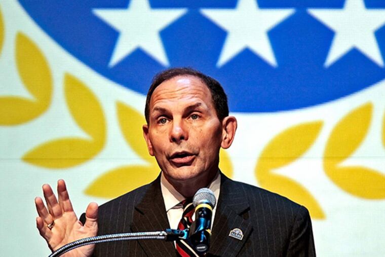 Robert McDonald, Secretary of Veterans Affairs, talks to delegates of the AMVETS National Convention at the Cannon Center for Performing Arts in Memphis, Tenn., Wednesday, Aug. 13, 2014. (AP Photo/The Commercial Appeal, Jim Weber)