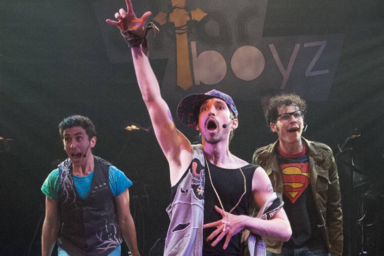 Adam Hoyak, Nicholas Park, Billy Kametz, Michael Linden, Robert Hager in 11th Hour Theatre Company’s production of ALTAR BOYZ, running until June 1 at the Arts Bank.Photo credits: John Flak