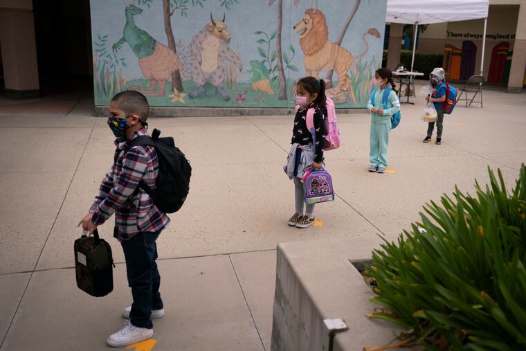 ocially distanced kindergarten students wait for their parents to pick them up on the first day of in-person learning at Maurice Sendak Elementary School on April 13, 2021, in Los Angeles. Vaccination rates for U.S. kindergarteners in 2022 saw a significant drop for the second year in a row, according to new data released Thursday, Jan. 12, 2023, and worried federal officials are launching a new campaign to try to help bring them back up.