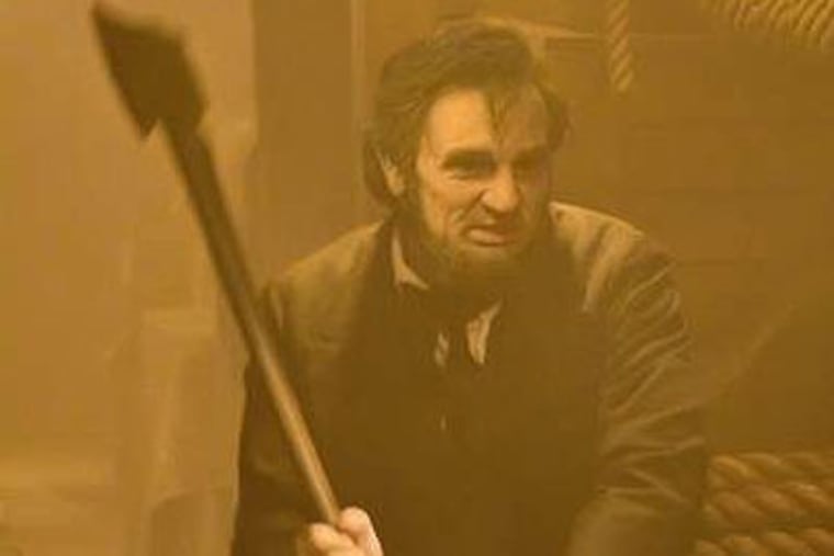 Benjamin Walker as Abraham Lincoln in the new film, unleashing the full fury of his wrath against the undead. (Stephen Vaughan / 20th Century Fox)
