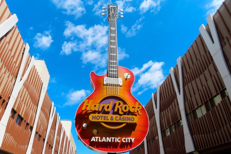 The entrance to the Hard Rock casino in Atlantic City, N.J.