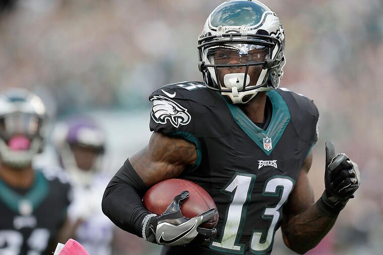 Josh Huff runs back a kickoff for a touchdown against the Minnesota Vikings.