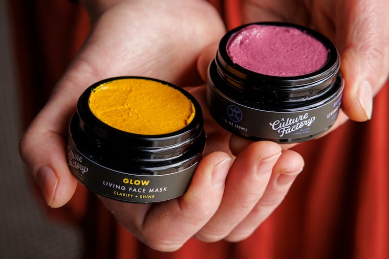 Olga Sorzano owner of Baba's Brew and maker of A Culture Factory face mask, Phoenixville, PA, Wednesday, December 10, 2025.