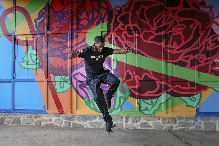 Cohen Thompson, a Philly-based physician's surgical assistant, went to work in NY/NJ at corona testing sites, the first thing he packed were his roller skates. And when he wanted to blow off some steam after his shift and posted a video of himself roller skating at the MetLife Stadium, it went viral. Thompson practices at the Samuel Rose Playground in the Northwest. Tuesday April 21, 2020