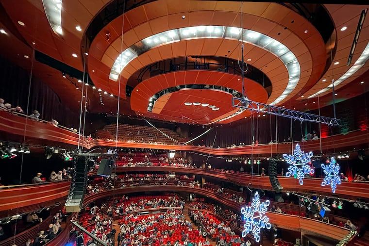 (USE AS DESIRED) The ceiling and audience in Verizon Hall at the Kimmel Center before a Philly POPS Christmas concert by the Philly POPS Dec. 10, 2021.