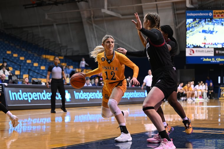 La Salle's Molly Masciantonio drives into the lane during a game against UMass earlier this season.