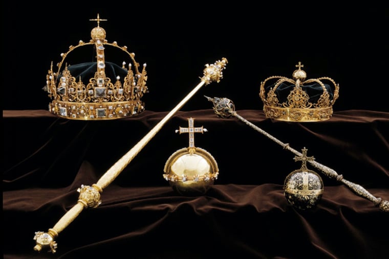 FILE - This file image made available on Wednesday Aug. 1, 2018 by the Swedish Police, shows a collection of Swedish Crown jewels that were stolen from Strangnas cathedral. In a daring daytime heist, thieves in Sweden smashed glass show cases inside a cathedral and snatched 17th-century royal treasures estimated to be worth 65 million kronor ($7 million). A brazen burglary on Monday Nov. 25, 2019 from Dresden’s Green Vault, one of the world’s oldest museums, holding priceless treasures is another in a long history of daring European heists over the years. (Swedish Police via AP, File)