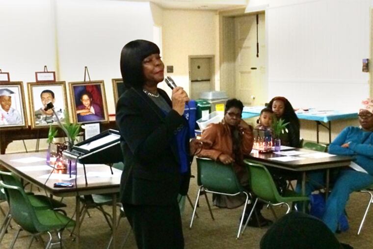 Dorothy Johnson-Speight, founder of Mothers in Charge, at last night’s vigil.