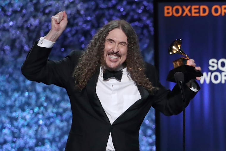 "Weird Al" Yankovic accepts the award for best boxed or special limited edition package for "Squeeze Box: The Complete Works of 'Weird Al' Yankovic" at the 61st annual Grammy Awards on Sunday, Feb. 10, 2019, in Los Angeles.