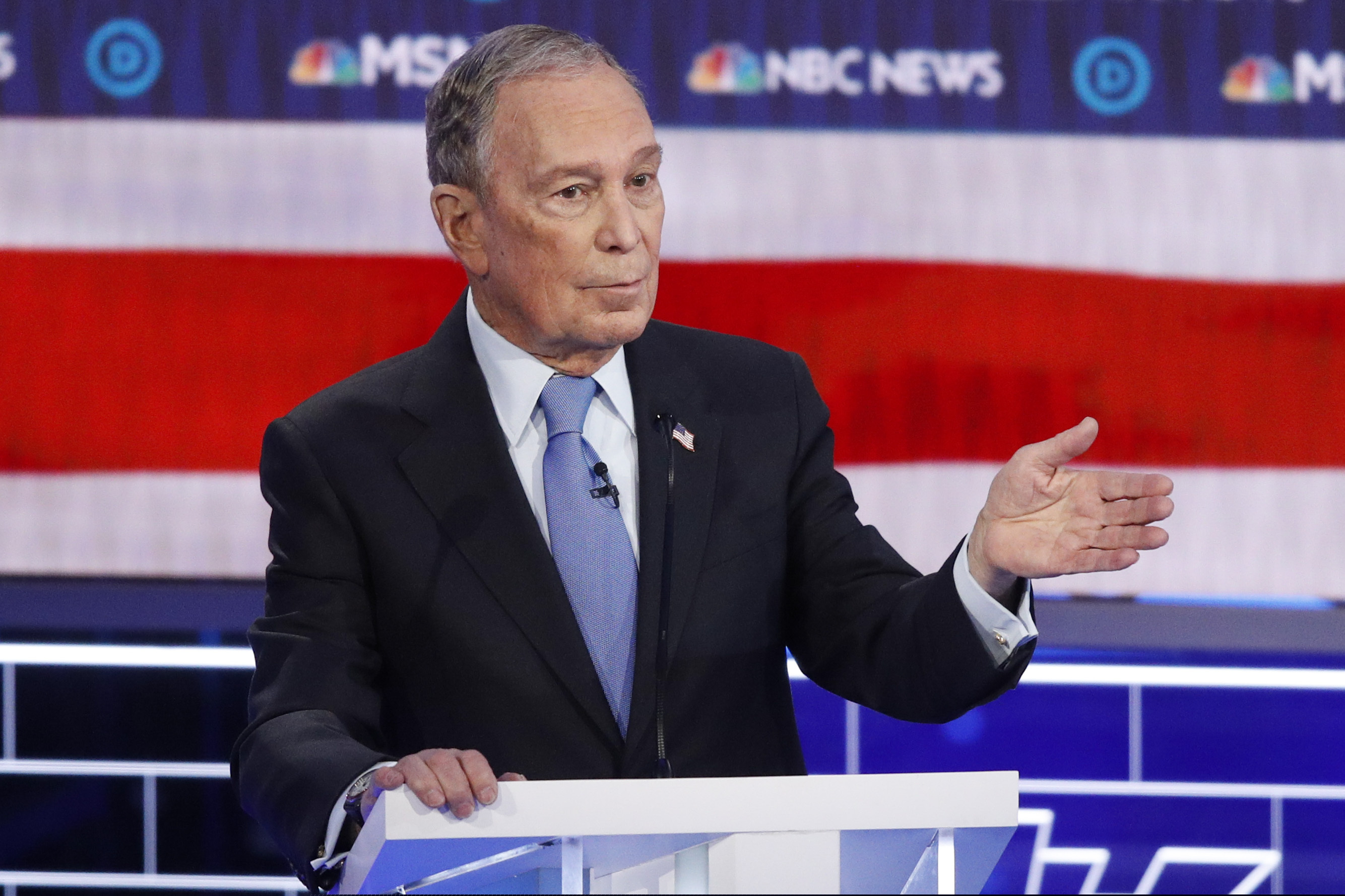 Democratic presidential candidate Mike Bloomberg during a Democratic debate in Las Vegas on Feb. 19, 2020.