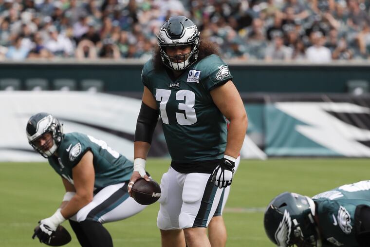 Isaac Seumalo has a lot of potential at center, but needs to get his high snaps under control.