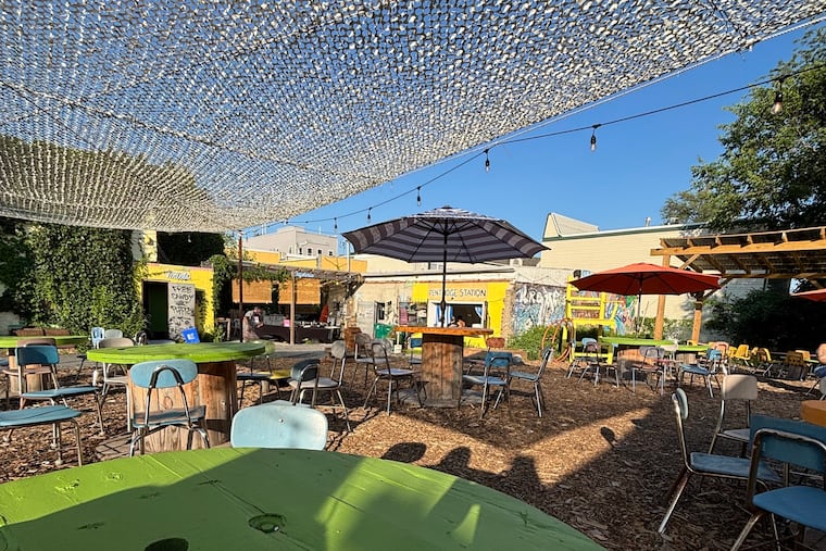 A view of the seating area at Pentridge Station, a community beer garden in West Philadelphia, on Saturday, July 5, 2025.