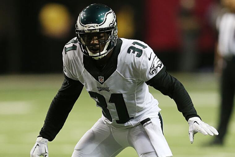Philadelphia Eagles defensive back Byron Maxwell (31) works against
the Atlanta Falcons during the second half of an NFL football game,
Monday, Sept. 14, 2015, in Atlanta.