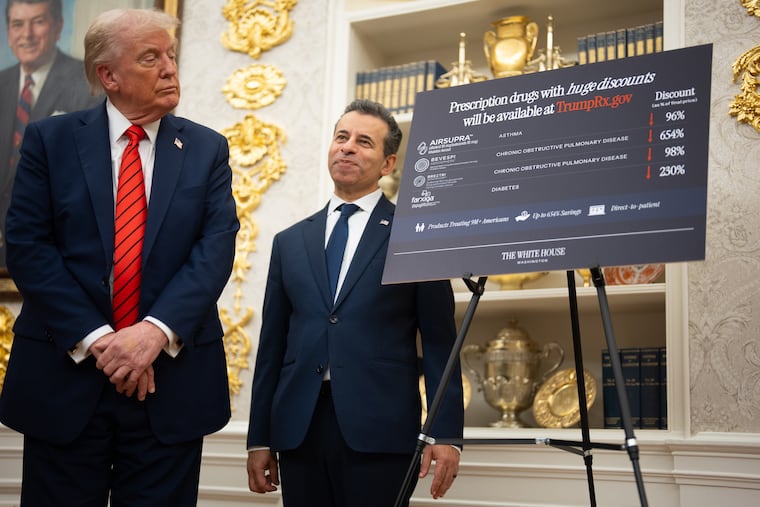 President Donald Trump with Food and Drug Commissioner Marty Makary at a news conference on drug prices in October at the White House. He is rolling out TrumpRx.gov, aimed at allowing people to access medications at discounted prices.