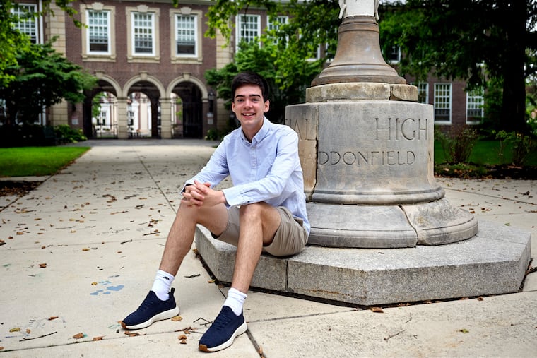 Haddonfield Memorial High School rising senior Luke Patterson poses at the school Tuesday, July 7, 2026. He has been awarded a Coolidge Scholarship, a prestigious, highly competitive full-ride merit award that pays for four years of tuition, room, board, and expenses at any accredited U.S. college or university.