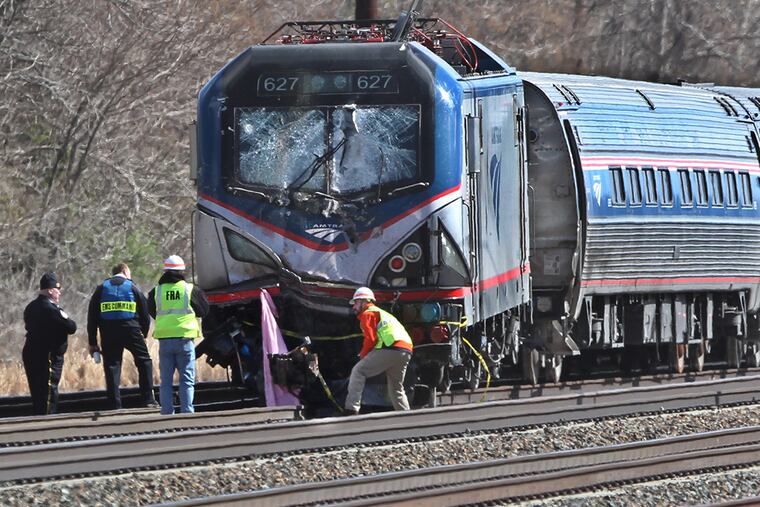 Amtrak Train 89’s crash into a maintenance vehicle happened in Chester, officials said, but the train continued moving for another mile before coming to a stop in Trainer. There were 341 passengers and seven crew members on board.