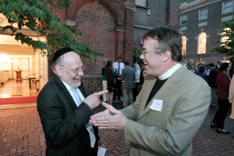 Rabbi Albert E. Gabbai (left) and Rector Rev. Timothy Safford at the annual Fellowship Dinner of Christ Church and Congregation Mikveh Israel, at Neighborhood House.