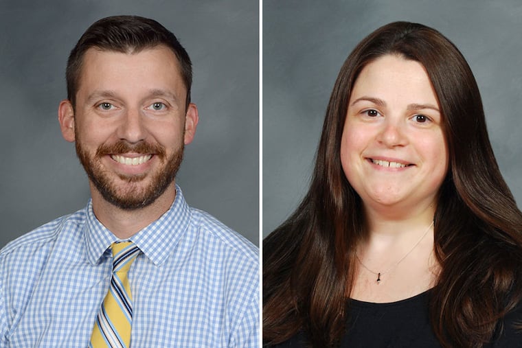 William Melvin, Central Bucks English teacher, left, and Leanne Jarossy, Central Bucks math teacher are Pa. Teacher of the Year finalists