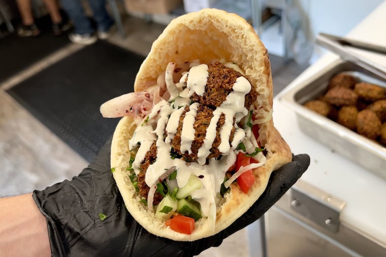 A falafel sandwich at Mama's Falafel, 18 S. 20th St. on Aug. 25, 2024.