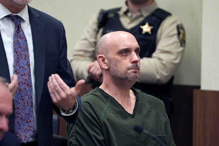Sean M. Higgins, the driver charged with killing NHL hockey player Johnny Gaudreau and his brother Matthew while they were bicycling, appears at the Salem County on April 15, 2025.