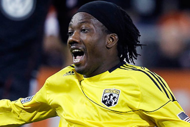 Andres Mendoza scored the winning goal for Columbus on a penalty kick. (Luis Alvarez/AP file photo)