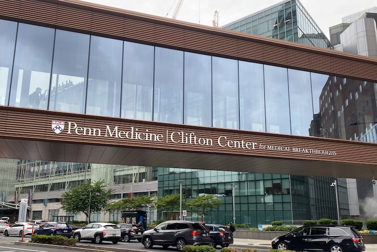 A walkway in University displays the new name for the new patient pavilion at the Hospital of the University of Pennsylvania. Penn Medicine received a $120 million gift from Catherine and Anthony Clifton last year, and renamed the $1.6 billion Pavilion at the Hospital of the University of Pennsylvania the Clifton Center for Medical Breakthroughs.