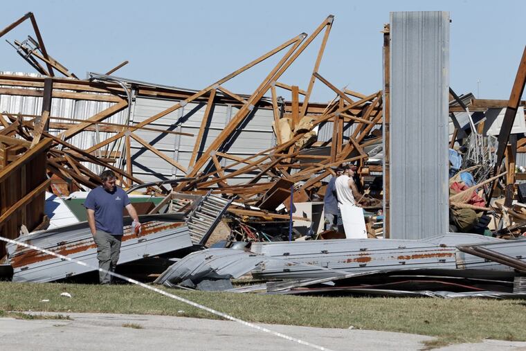Damage to buildings in the fall near Norman, Okla. But so far, so quiet out that way this year.