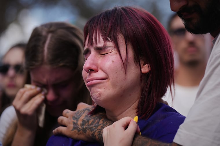 People attend a memorial on Tuesday marking the two-year anniversary of the deadly Oct. 7, 2023 Hamas attack on Israel at the site of the Nova music festival, where hundreds of revelers were killed and abducted in the assault.