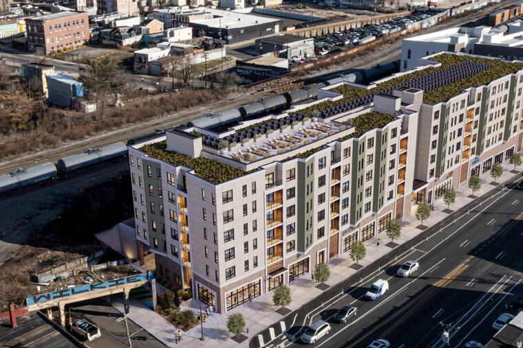An aerial view of the157-unit apartment building planned for Lehigh Avenue.