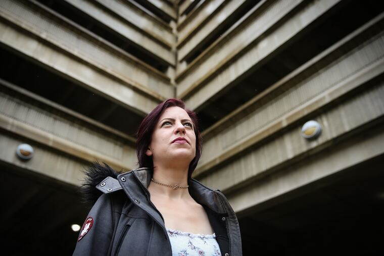 Becky Shuhart at the Frankford Transportation Center in Philadelphia, where she lived for almost a year, when she was homeless and addicted to heroin. She is now in recovery, works helping others, and is being honored with an award Friday from a city social services group: The Inspiration Award.