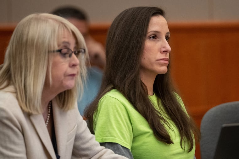 Kouri Richins appears at a sentencing hearing with her defense attorney Wendy Lewis (left) in 3rd District Court in Park City, Utah, on Wednesday.