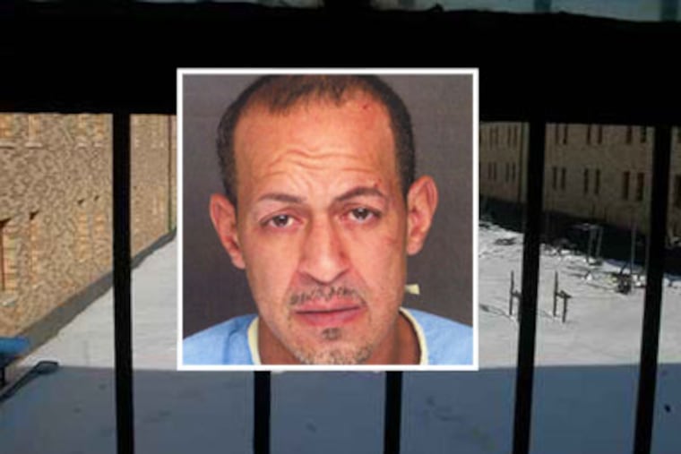 Louis Viera, foreground, had just maxed out at Graterford Prison, background, when he surprised his girlfriend.