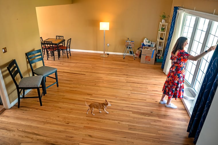 Valerie Rossi and her chihuahua, Luna, in the living room of her Cherry Hill home. 