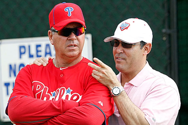 Phillies general manager Ruben Amaro Jr. and former pitching coach Rich Dubee. (Yong Kim/Staff file photo)