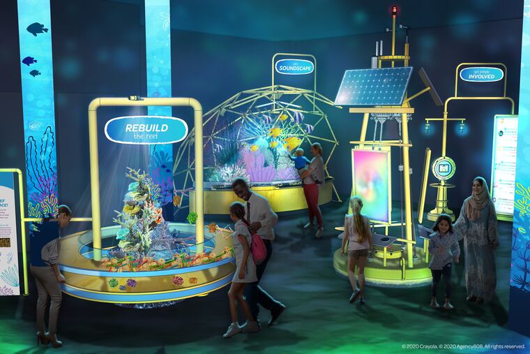A rendering of Seabase, one of the realms in the Franklin Institute's forthcoming exhibition, Crayola IDEAworks: The Creative Exhibition