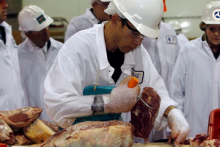 A meat-packaging plant in Denver. Higher corn prices hurt pork, beef and poultry firms, which use corn to feed their animals.