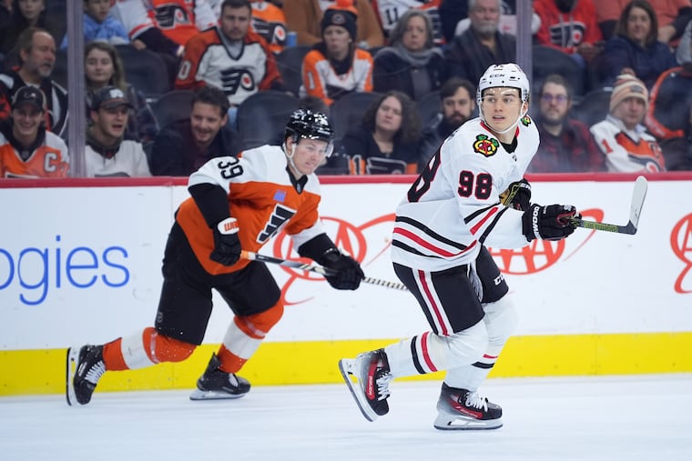 Chicago's Connor Bedard (right) and the Flyers' Matvei Michkov were viewed as the top two prospects in the 2023 NHL draft.