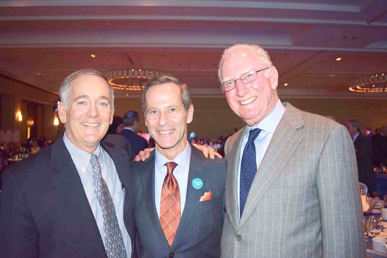 (From left) Jack Lynch, president and CEO of Main Line Health, David Nash, dean and physician Richard Rothman at the Jefferson Gala. For the Inquirer/Maggie Henry Corcoran