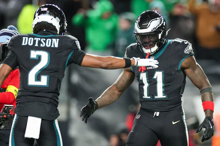 Wide receiver A.J. Brown is the only Eagles player other than Jalen Hurts to score a touchdown in the team's last two games.
