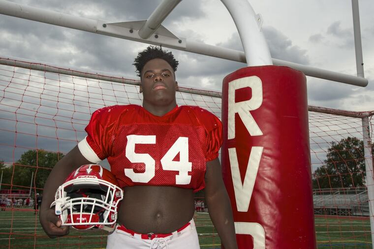 Senior offensive lineman and linebacker Kyle Sapp leads the Rancocas Valley football team.