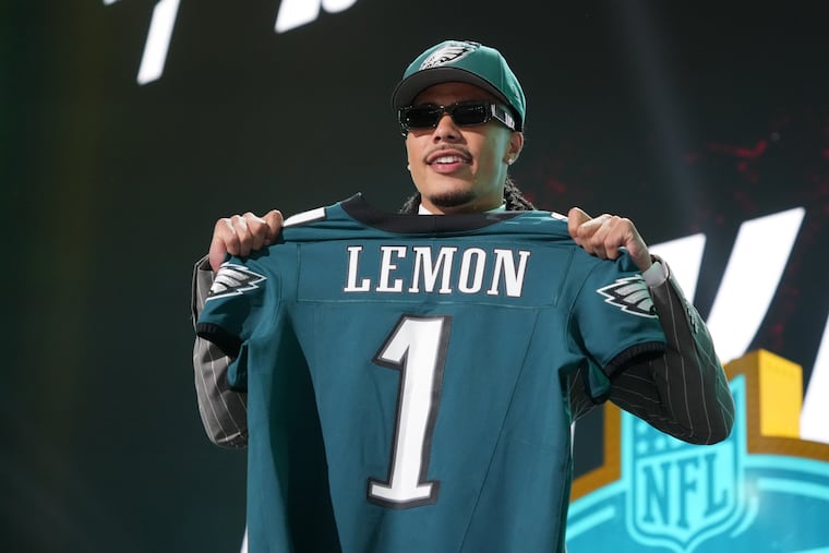 The Eagles traded up with the Cowboys to snag USC WR Makai Lemon with the No. 20 pick in the 2026 NFL draft Thursday night in Pittsburgh.