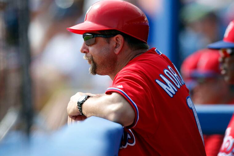 Mickey Morandini , the Phils' new first-base coach, would like to manage in the big leagues someday. YONG KIM / Staff