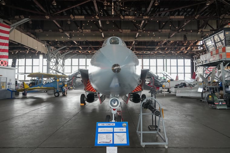 An F-14B Tomcat is on display at the NAS (Naval Air Station) Wildwood Aviation Museum.