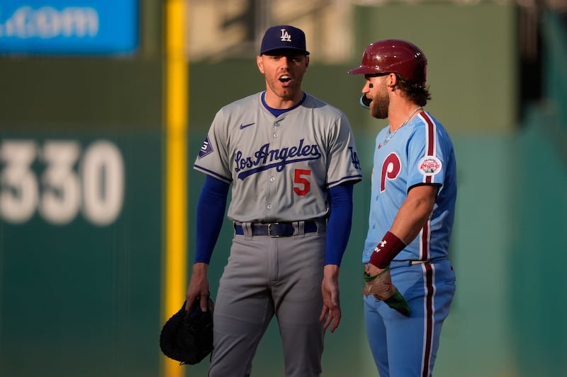 Bryce Freeman Bryce Harper shows support for Freddie Freeman and his son, Max during ...