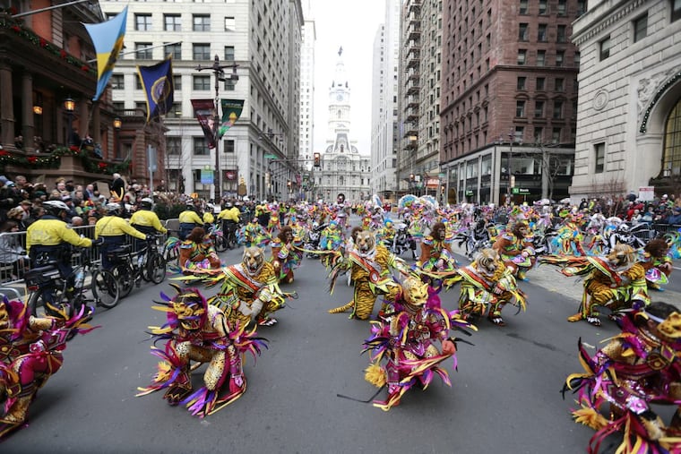 The Satin Slippers perform on Broad Street during the Philadelphia Mummers Day Parade on New Year’s Day, January 1, 2016.
