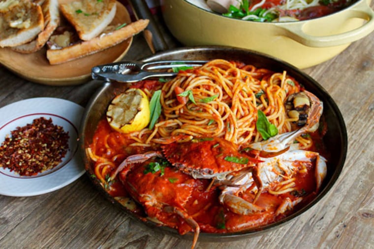 Little Nonna's version of spaghetti and whole crabs. (Photo by James Narog)
