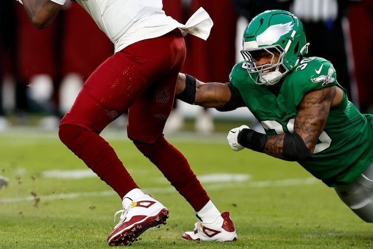 Eagles linebacker Jihaad Campbell started 10 games in his rookie season.