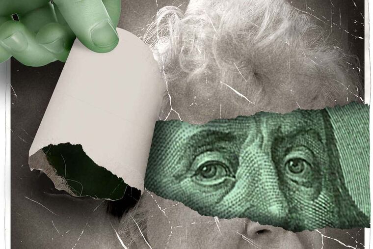 300 dpi Rick Nease illustration related to scammers stealing from the elderly. (The Detroit Free Press/MCT)