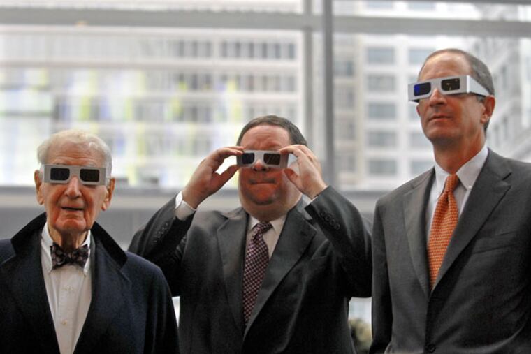 Left to right: the late Ralph J. Roberts, Founder and Chairman Emeritus of Comcast's Board of Directors; David L. Cohen, Executive Vice President; and Brian L. Roberts, Chairman and CEO. (Tom Gralish / Staff Photographer)