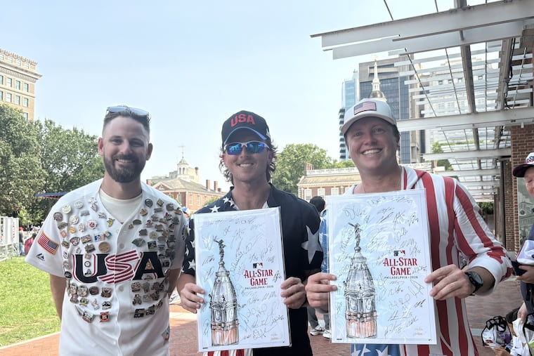 Evan (center) and Brent Folan (right) made the trip from Puerto Rico to attend this year's All-Star Weekend, making this the fourth All-Star Weekend they've attended as part of their annual brothers' trip.